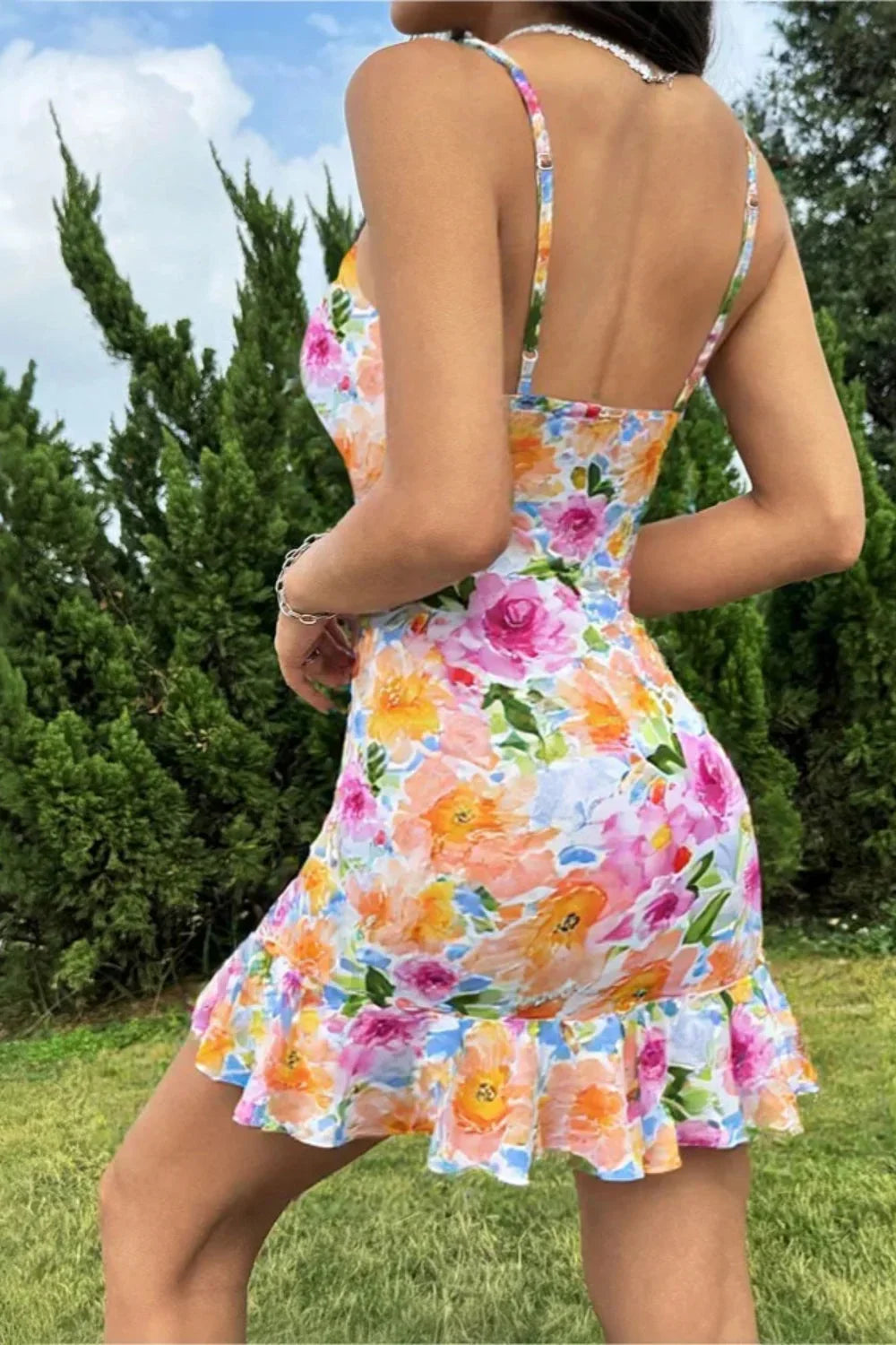 Printed Painted Backless Dress with Premium Everyday Styling