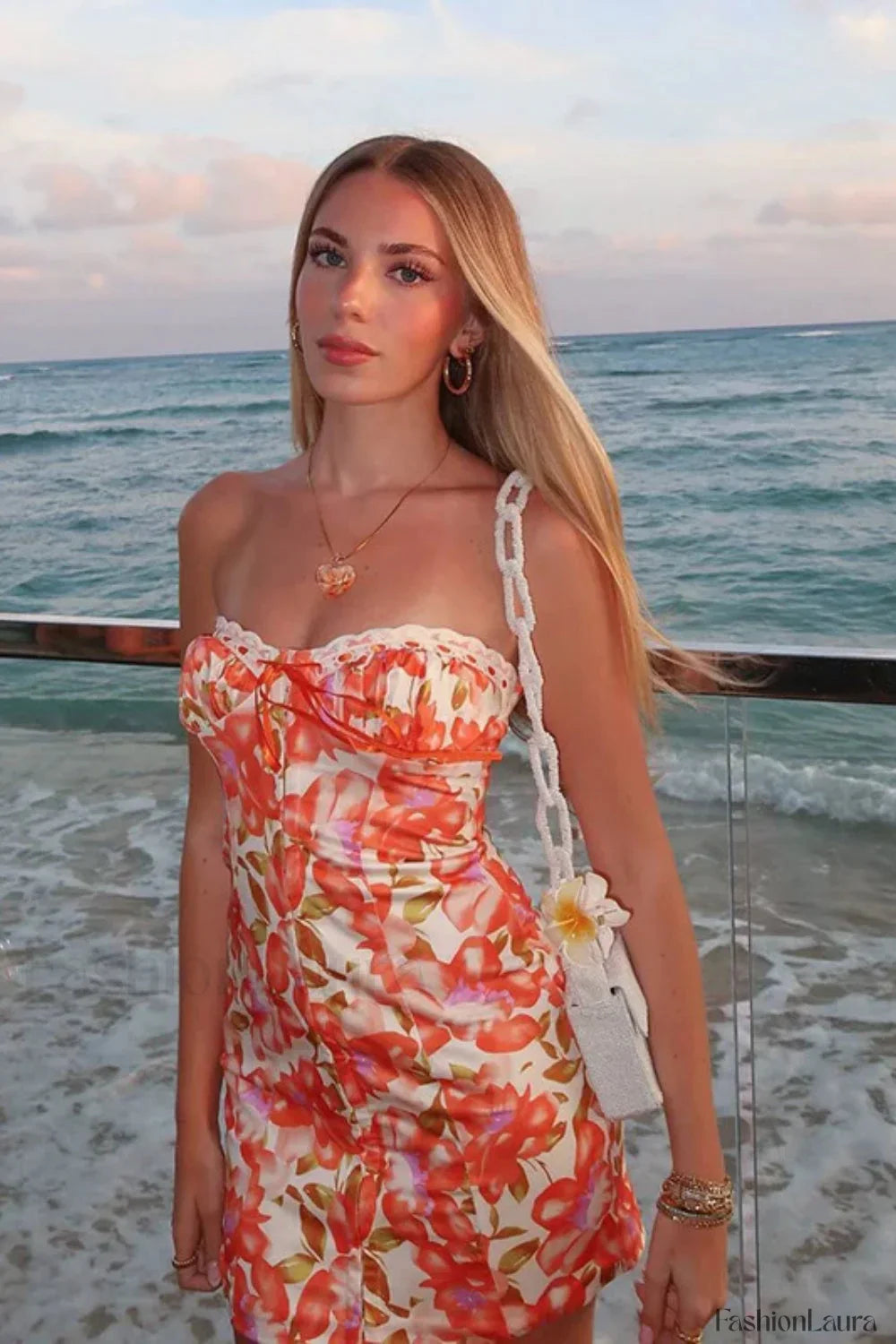 Printed Tube Top Dress with Relaxed Fit and Comfort Fit Design