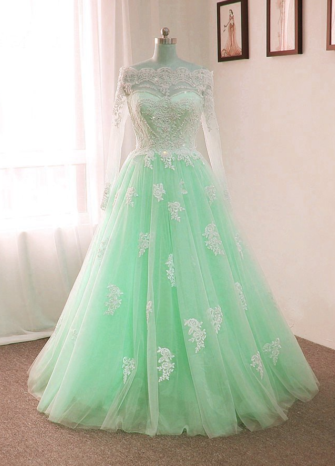 Off The Shoulder Tulle Floor Length Wedding Dresses Lace Appliques