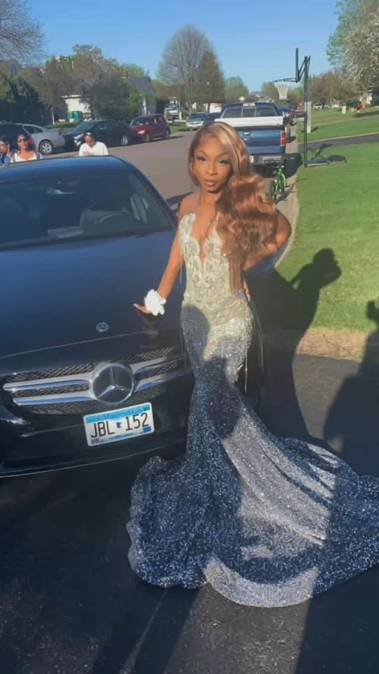 Sparkly Silver Sequins Long Prom Dress Mermaid Evening Dress Y1705 - View 2 | VelvetHem