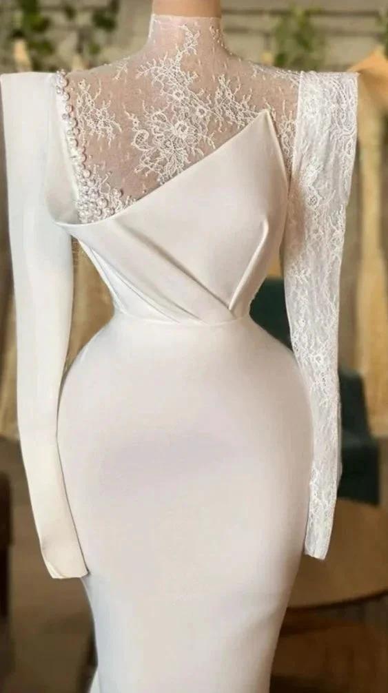 Chic White Long Wedding Dress Elegant Bridal Dress Y1743 by simplepromdress