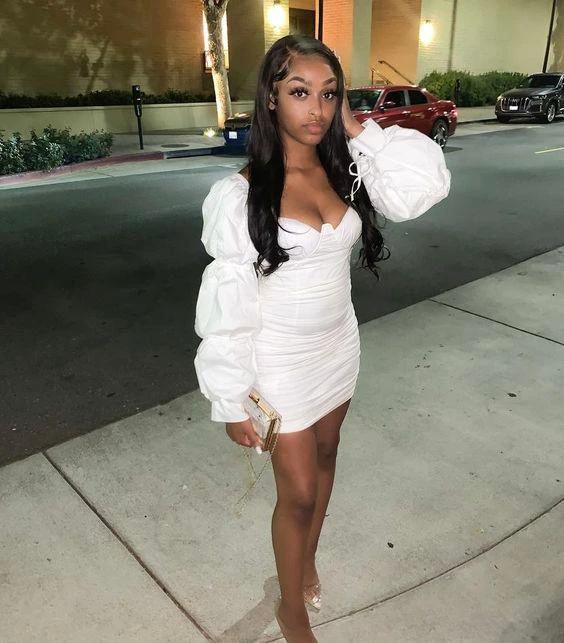Women's Independent Stand Square Neck Short Skirt Petal Sleeve Drape Dress For Women 18th Birthday Outfit Short Homecoming Dress Y645 by simplepromdress