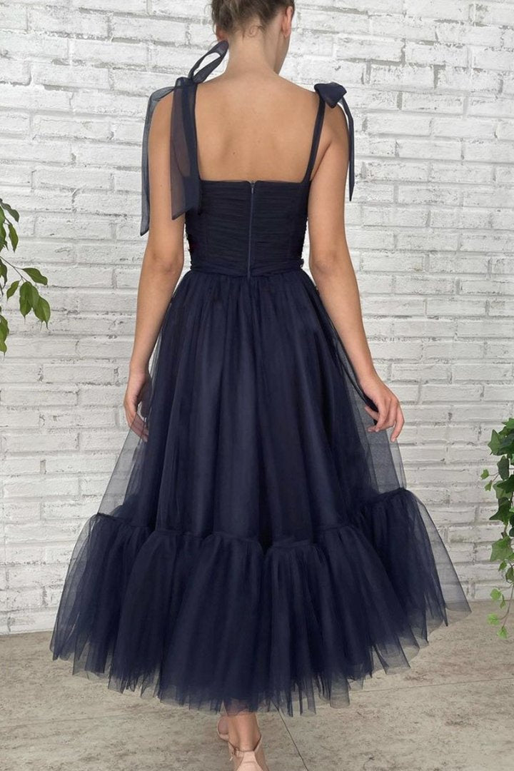 Blue tulle short prom dress homecoming dress