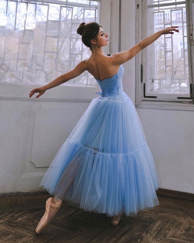 Beauty Strapless Blue Long Prom Party Dress  C781