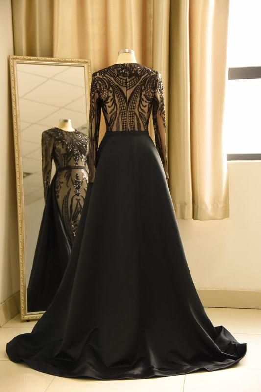 Elegant Jewel Sequined Mermaid Prom Dress | Long Sleeves Appliques Party Dress  C542