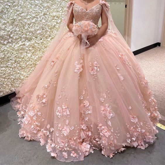 Elegant Pink Wedding dress Evening Dress, Pink Ball Gown