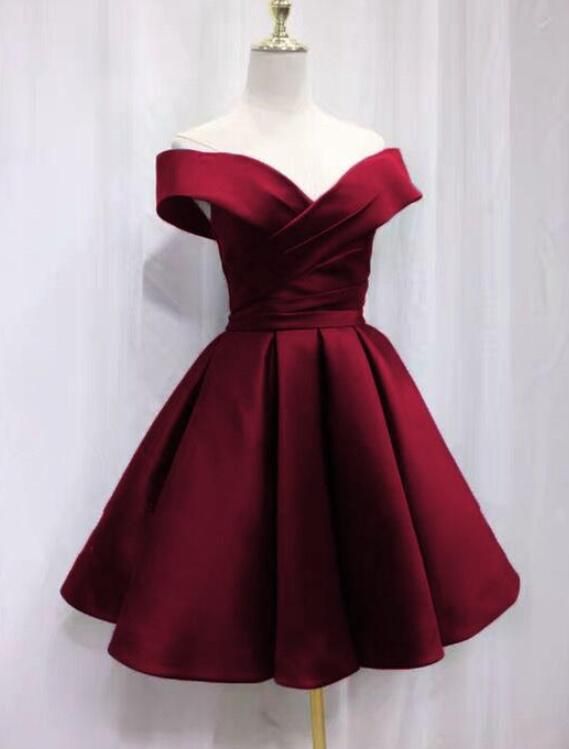 Emerald Green/Burgundy/Blue/Pink Off Shoulder Short Homecoming Dress Girls Junior Short Prom Gown  C1132