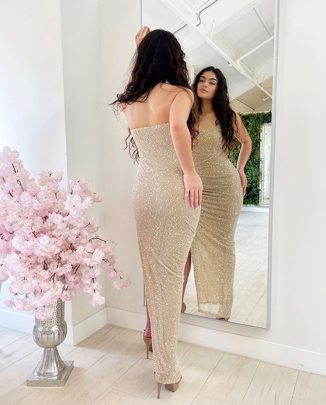 Sexy Mermaid Strapless Party Dress with Split Front  C778