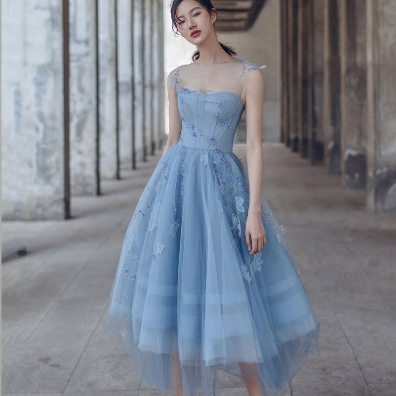 Cute blue tulle short Prom & Evening Dress - FashionDia