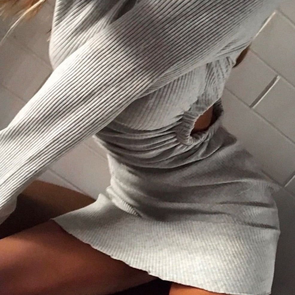 Isolde Ribbed Long Sleeve Casual Mini Dress