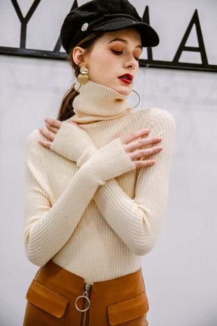 DressBetty - Korean Style Turtelneck Sweater Fashion Slim Casual Winter Sleeve Knitted Turtelneck Sweater Pull Femme Women's Clothing - View 7 | VelvetHem