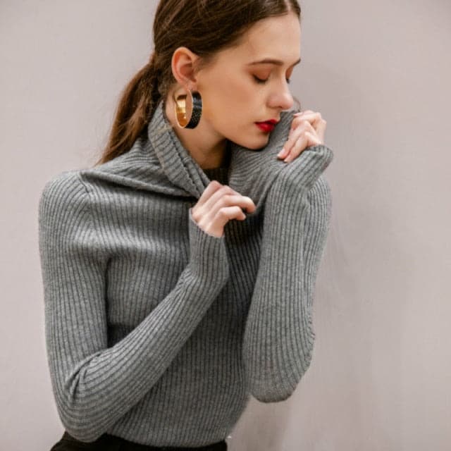 DressBetty - Korean Style Turtelneck Sweater Fashion Slim Casual Winter Sleeve Knitted Turtelneck Sweater Pull Femme Women's Clothing - View 5 | VelvetHem