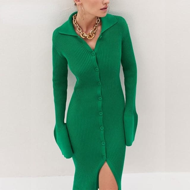 DressBetty - Square Neck Long Sleeve Soft Sweater Dress - View 7 | VelvetHem