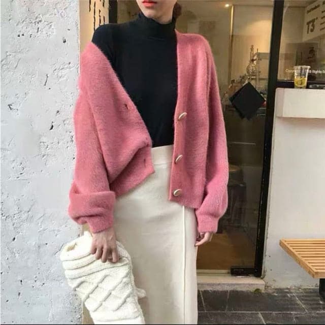 DressBetty - V Neck Oversized Cardigan Sweaters - View 8 | VelvetHem