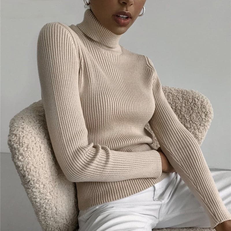 DressBetty - Women Turtelneck Casual Soft Slim Sweater - VelvetHem
