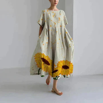 Regan Effortless Long Summer Dress with Floral Print for Women Premium Wardrobe Essential