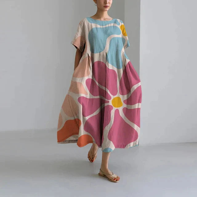 Regan Effortless Long Summer Dress with Floral Print for Women Premium Wardrobe Essential