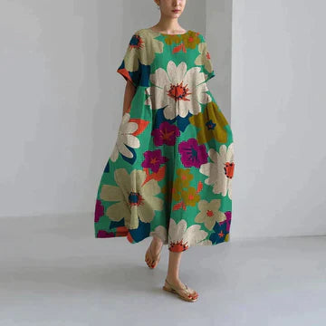Regan Effortless Long Summer Dress with Floral Print for Women Premium Wardrobe Essential