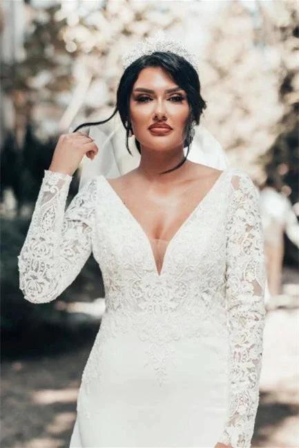 Romantic Backless Long Sleeves Mermaid Wedding Dresses (ZD14628)