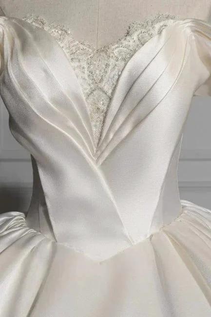 Romantic Off-the-shoulder Ball Gown Satin Wedding Dresses (ZD16547) - View 6 | VelvetHem