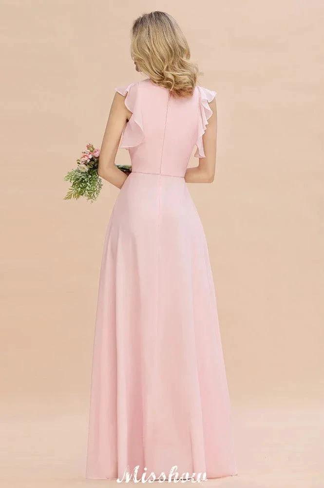 Romantic Sleeveless aline Bridesmaid Dress Garden Floor Length Simple Wedding Dress (ZD12940)