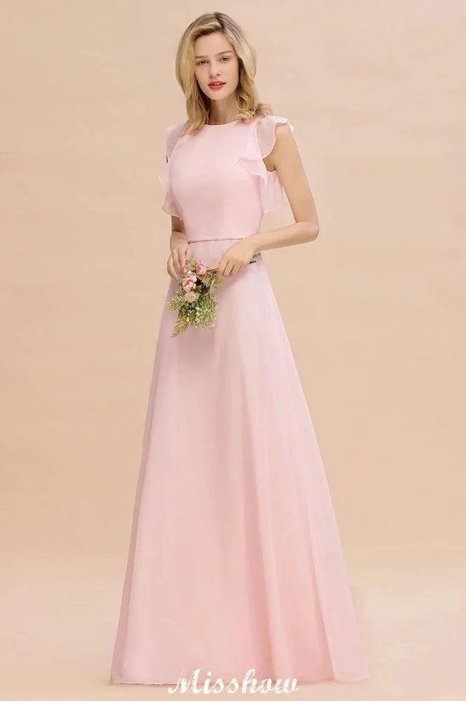 Romantic Sleeveless aline Bridesmaid Dress Garden Floor Length Simple Wedding Dress (ZD12940)