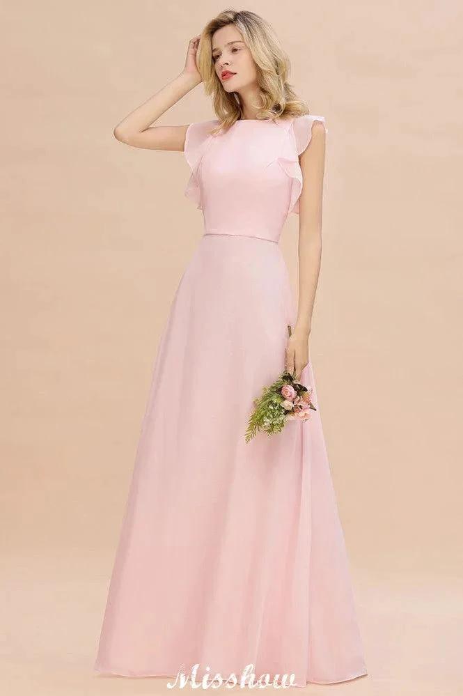 Romantic Sleeveless aline Bridesmaid Dress Garden Floor Length Simple Wedding Dress (ZD12940)