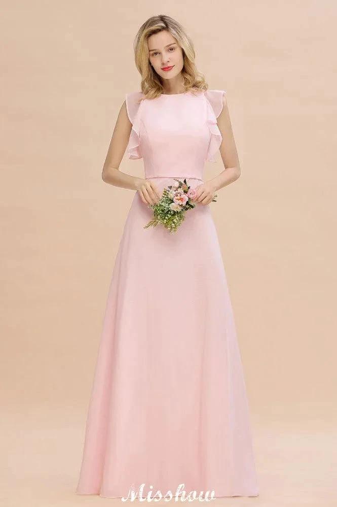 Romantic Sleeveless aline Bridesmaid Dress Garden Floor Length Simple Wedding Dress (ZD12940)