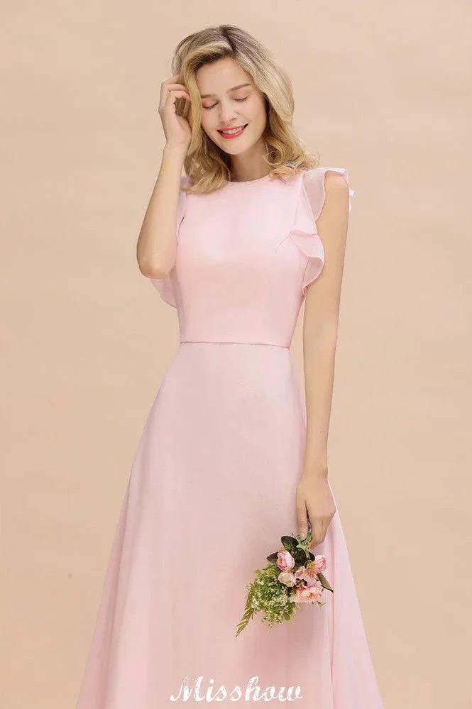 Romantic Sleeveless aline Bridesmaid Dress Garden Floor Length Simple Wedding Dress (ZD12940)