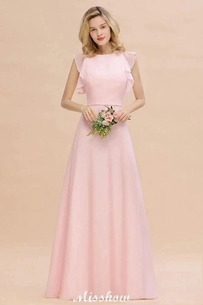 Romantic Sleeveless aline Bridesmaid Dress Garden Floor Length Simple Wedding Dress by misshow.com
