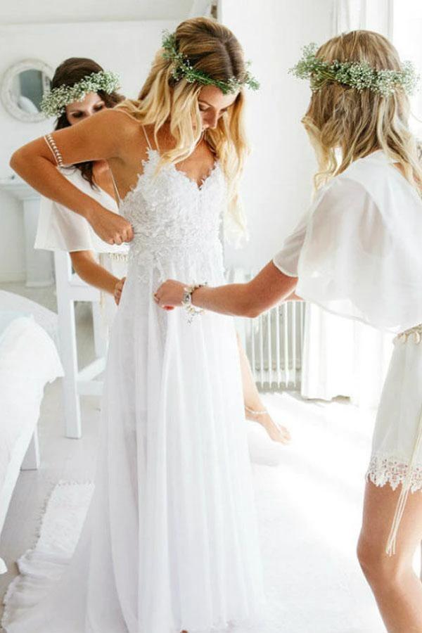 Romantic Sweetheart Chiffon Beach Wedding Dress with Lace (ZD16285)