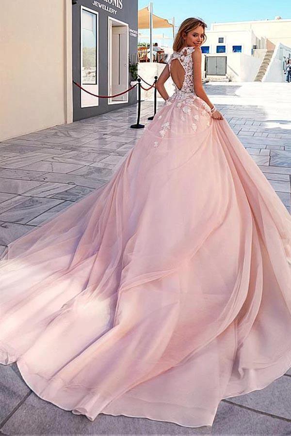 Romantic Tulle & Taffeta Scoop Neckline A-Line Wedding Dresses (ZD15438)