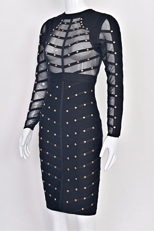 Rosa Long Sleeve Bodycon Dress - Classic Black