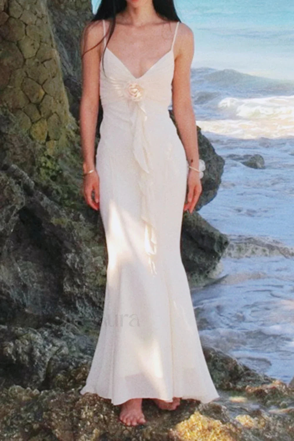 Rose Corsage Tie Dress with Elegant Everyday Styling Boutique Fashion Style