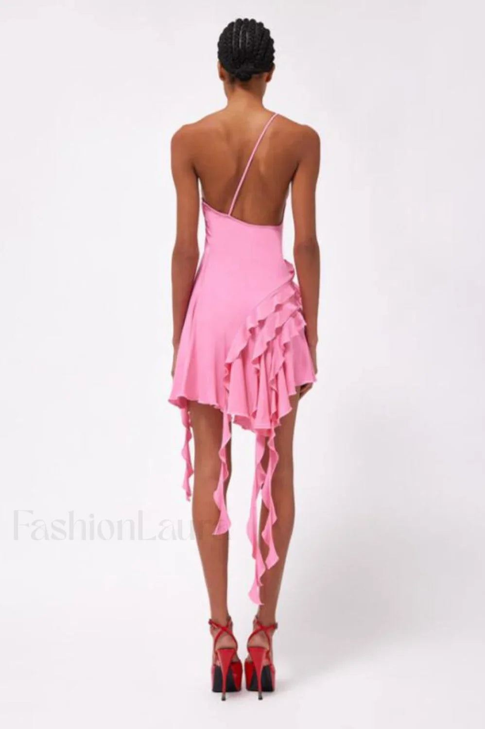 Rose-Detail Ruffled Stylish Mini Dress