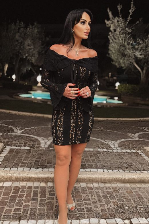 Rose Long Sleeve Bodycon Mini Dress - White Pearl