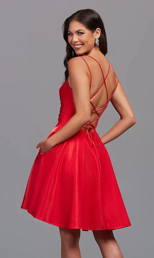 Short Shimmer Homecoming Dress with Pockets (ZD11627)