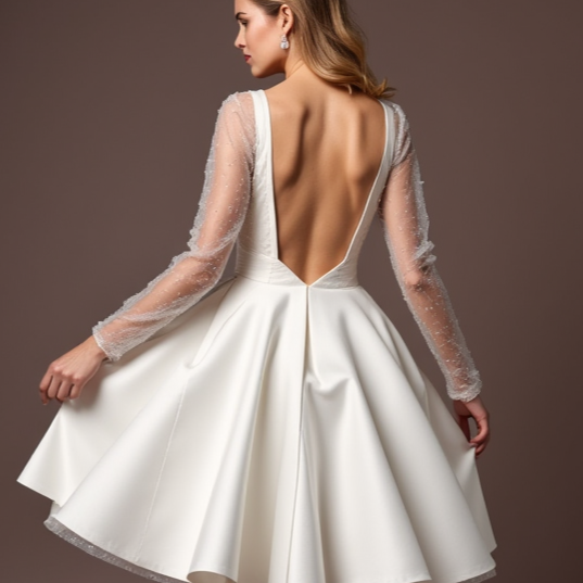 Timeless White Mini Short Wedding Dress with a Simple Silhouette for an Effortless Bridal Look