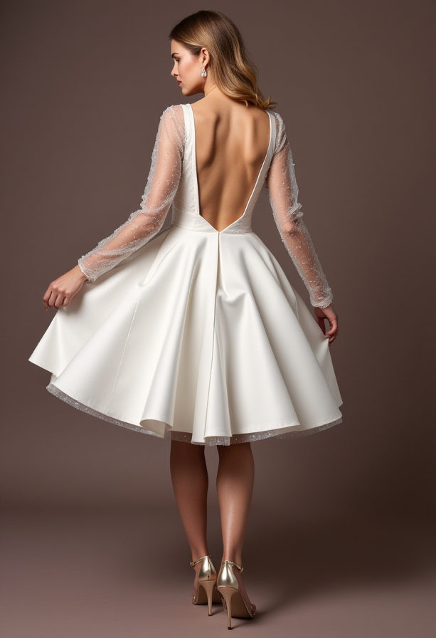 Timeless White Mini Short Wedding Dress with a Simple Silhouette for an Effortless Bridal Look