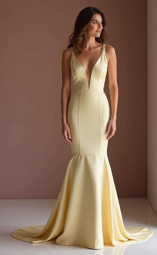 Romantic Yellow Evening Dress & Prom Dress with Long Bell Sleeves