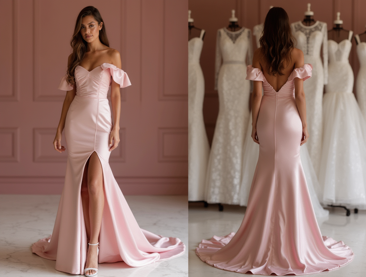 Sexy Pink Evening Dress & Prom Dress with Open-Back Detail for a Flirty Finish