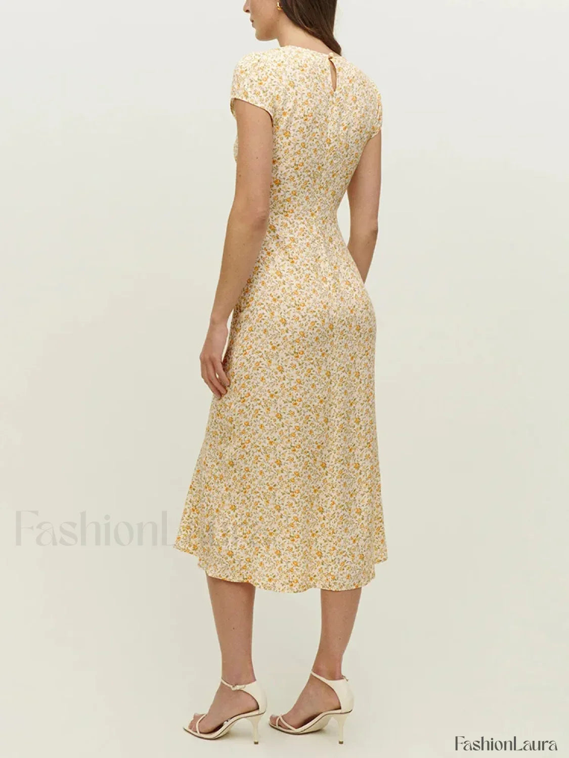 Round Cap Sleeve Dress with Tailored Everyday Styling Boutique Fashion Style