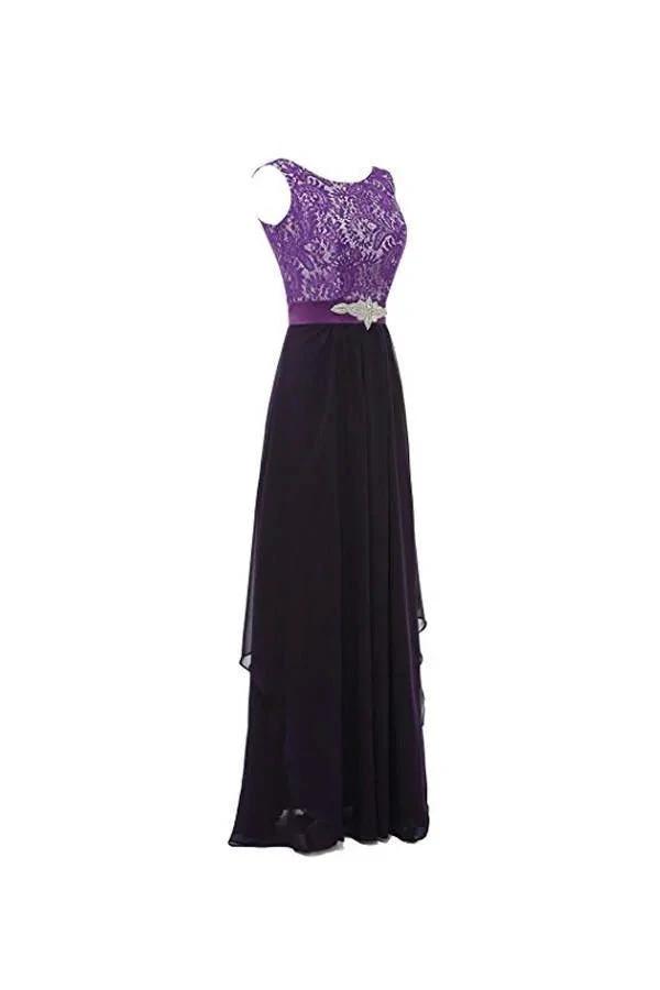 Round Neck Lace Sleeveless Long Prom Evening Dresses Bridesmaid Dress (ZD13188)