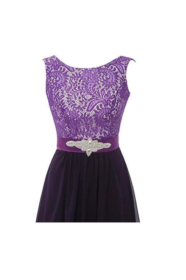 Round Neck Lace Sleeveless Long Prom Evening Dresses Bridesmaid Dress (ZD13188)
