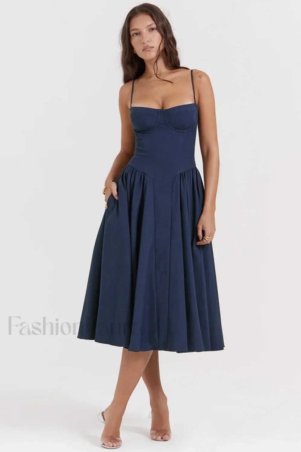 Samaria French Stylish Navy Corset Sundress S / French Navy