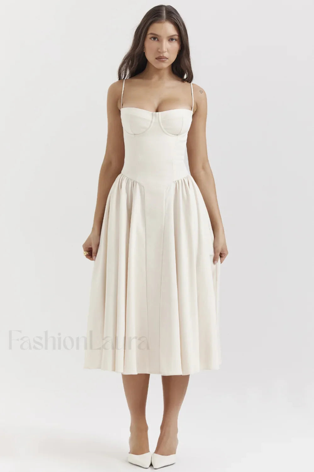 Samaria French Stylish Navy Corset Sundress S / Ivory