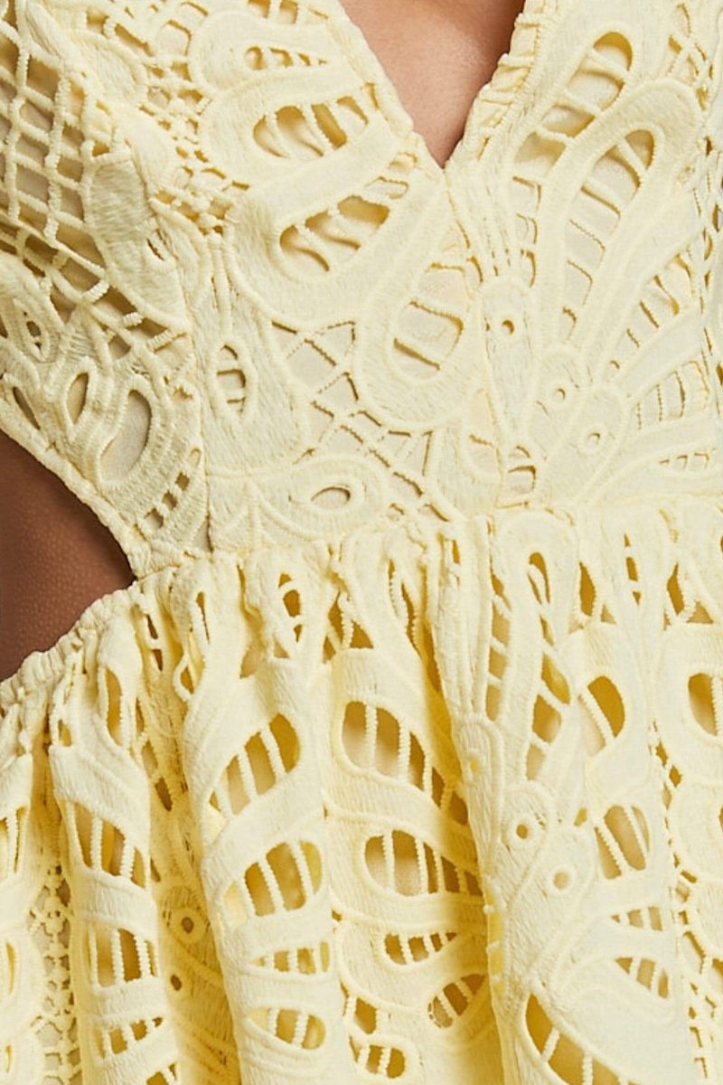 Sandra Embroidered Lace Cut out Midi Dress