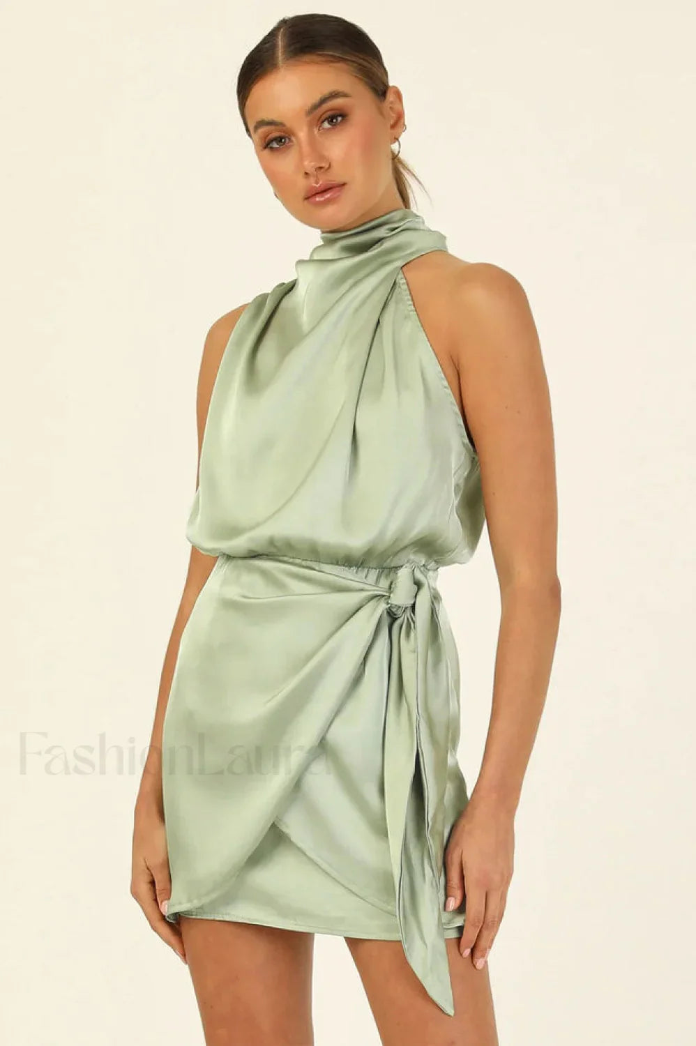 Santorini Satin Stylish Mini Dress