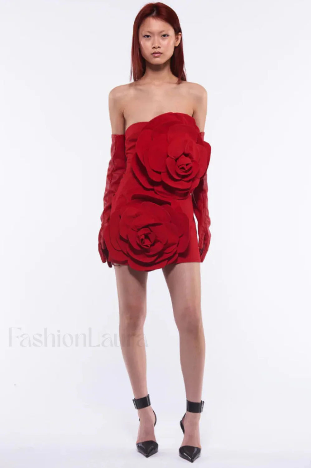Sarrili 3D Floral Charming Corset Mini Dress