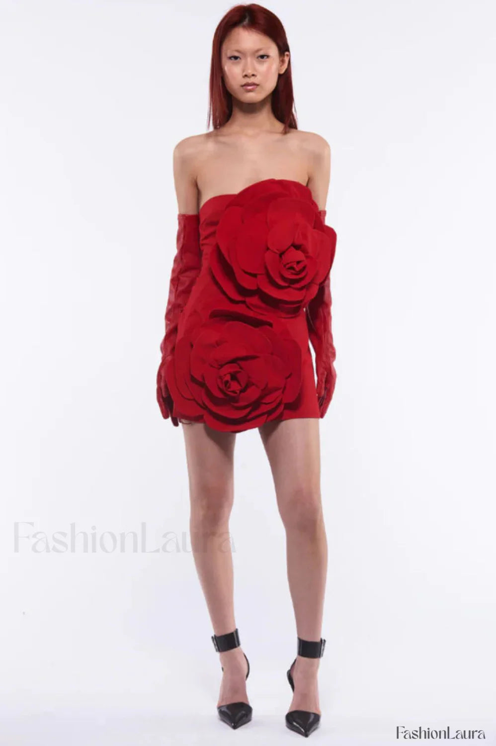 Sarrili 3D Floral Charming Corset Mini Dress